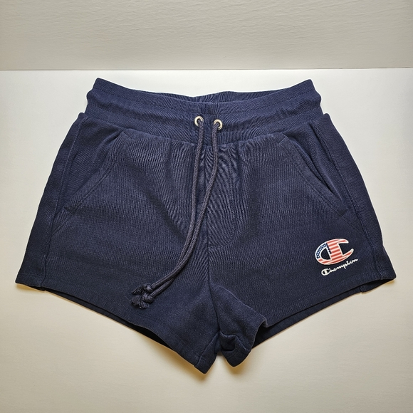 👍Champion navy blue knit sweat shorts in size S US - Picture 2 of 7